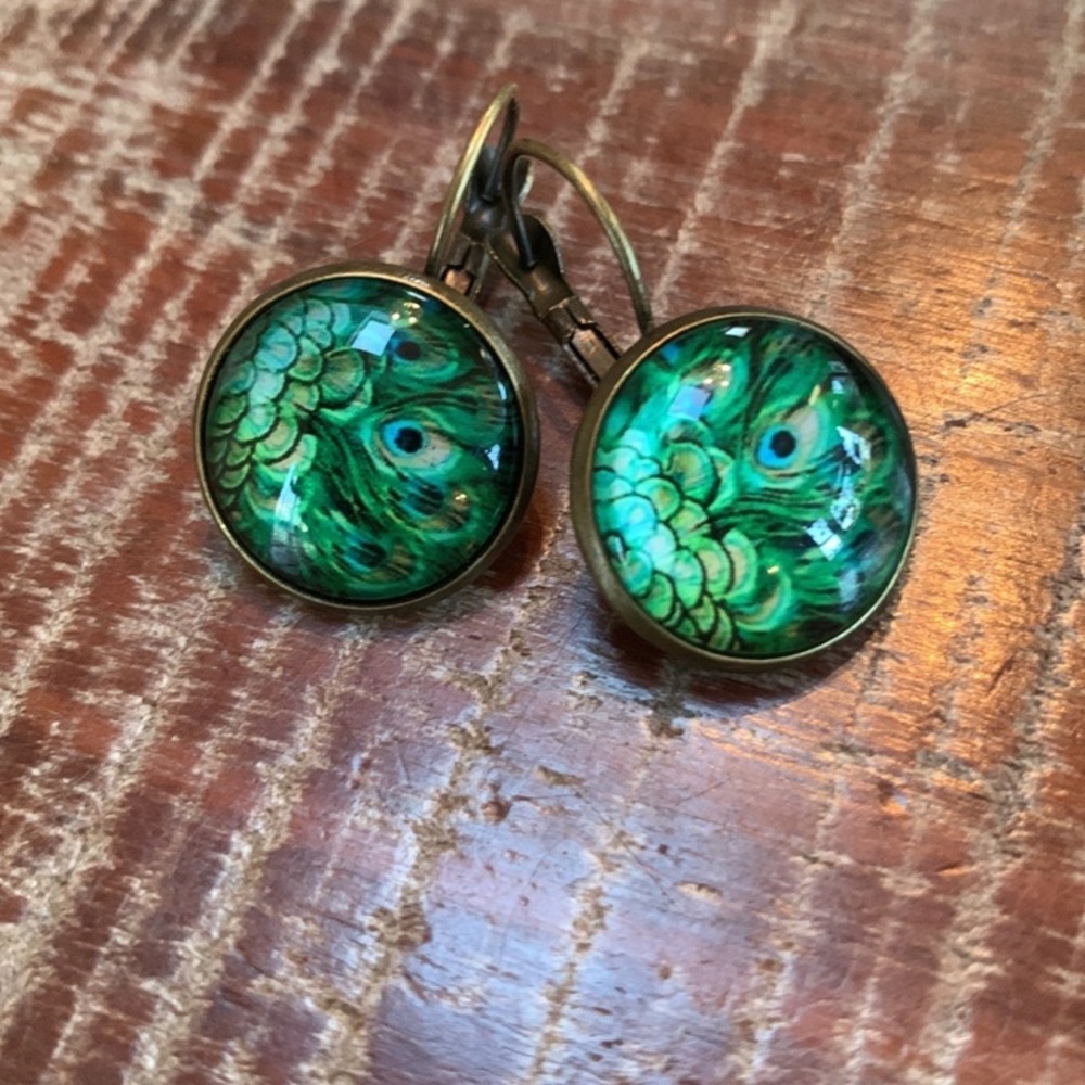 Gorgeous Green Peacock Earrings